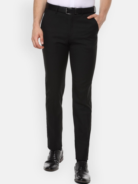 

Van Heusen Men Black Slim Fit Solid Formal Trousers