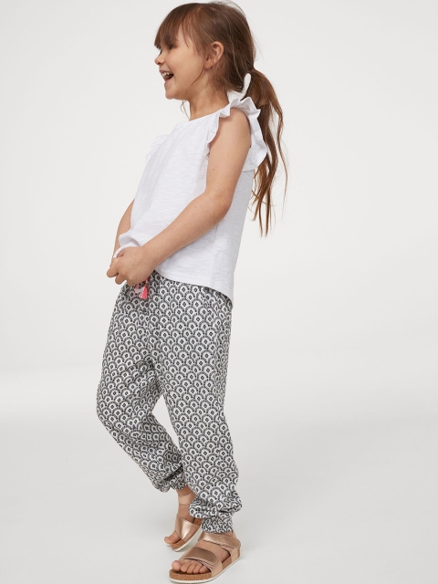 

H&M Girls Black & White Woven Joggers