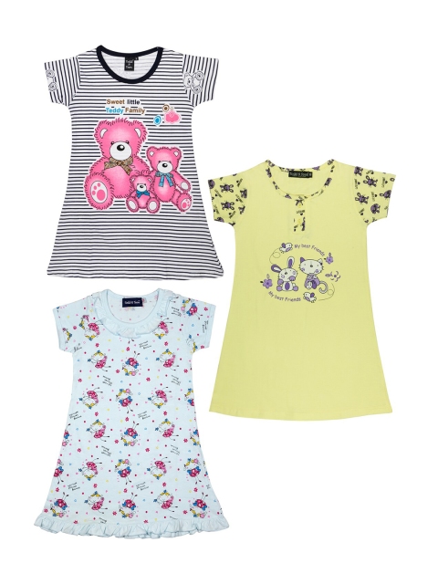 

Todd N Teen Girls Pack Of 3 Printed Nightdress, Blue