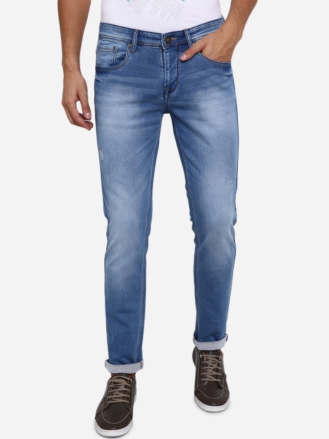 

Greenfibre Men Blue Slim Fit Mid-Rise Low Distress Jeans