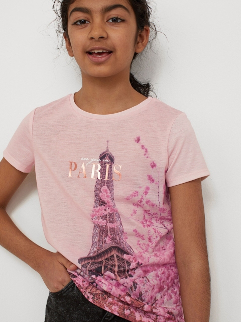 

H&M Girls Pink Printed T-shirt