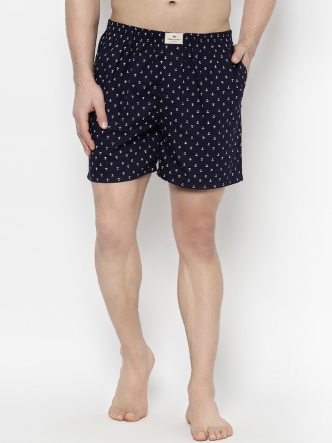 

cape canary Men Navy Blue & White Printed Boxers CCAMANCHORSEA