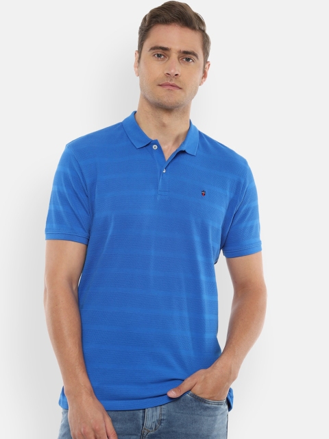 

Louis Philippe Sport Men Blue Self Design Polo Collar T-shirt