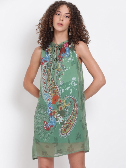 

Oxolloxo Women Green Printed Sheath Dress
