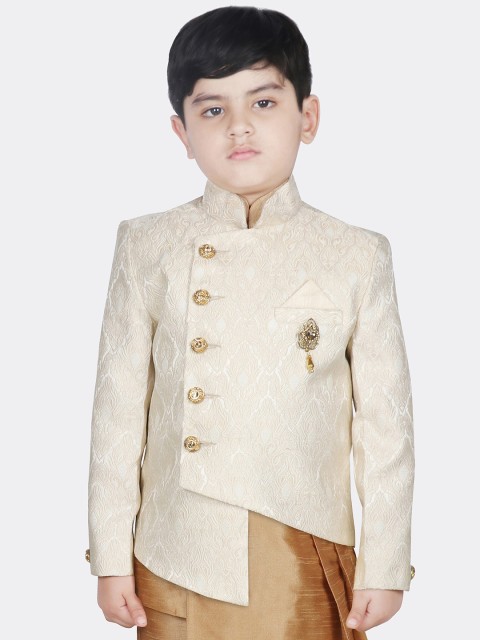

SG YUVRAJ Boys Beige Self Design Tailored Jacket
