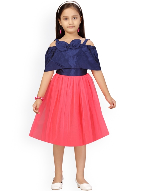 

Aarika Girls Navy Blue Solid Fit and Flare Dress