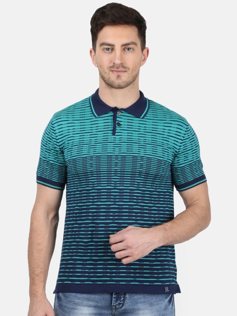 

Monte Carlo Men Blue Self Design Polo Collar T-shirt