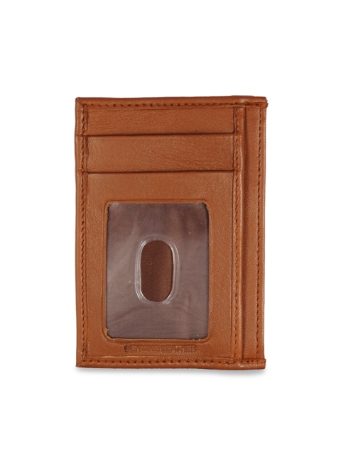 

Style SHOES Unisex Tan Brown Solid Leather Card Holder