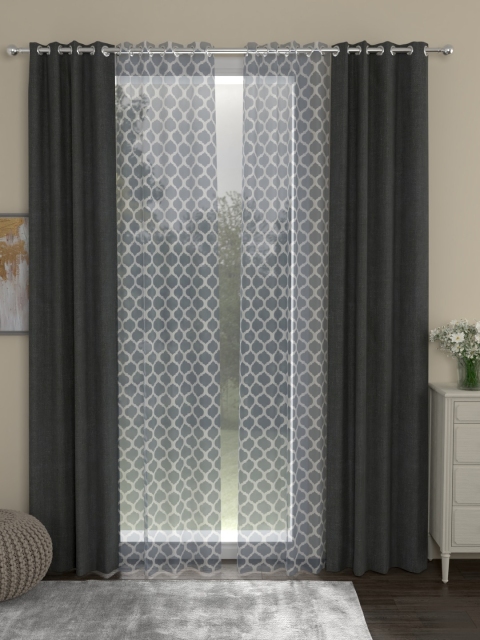 

ROSARA HOME Grey Set of 4 Door Curtains