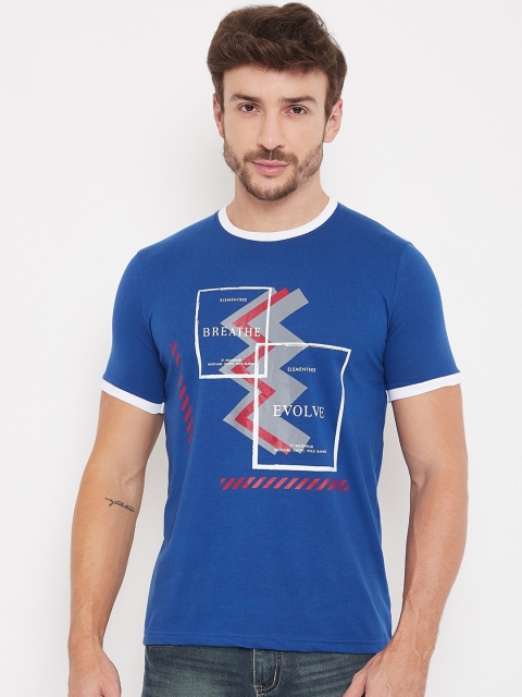 

Bishop Cotton Men Blue Printed Round Neck T-shirt