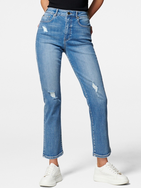 

Forever New Women Navy Blue Slim Fit Mid-Rise Mildly Distressed Jeans