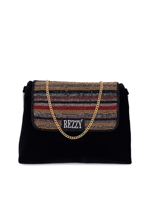 

REZZY Black & Red Embellished Embellished Clutch
