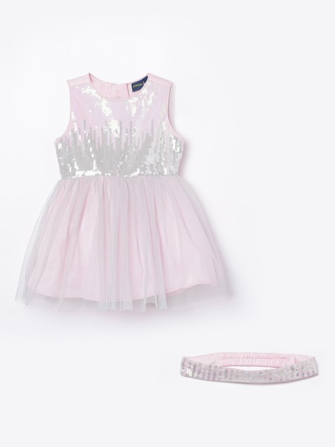 

Juniors by Lifestyle Girls Pink Embellished Fit and Flare Dress With Hairband