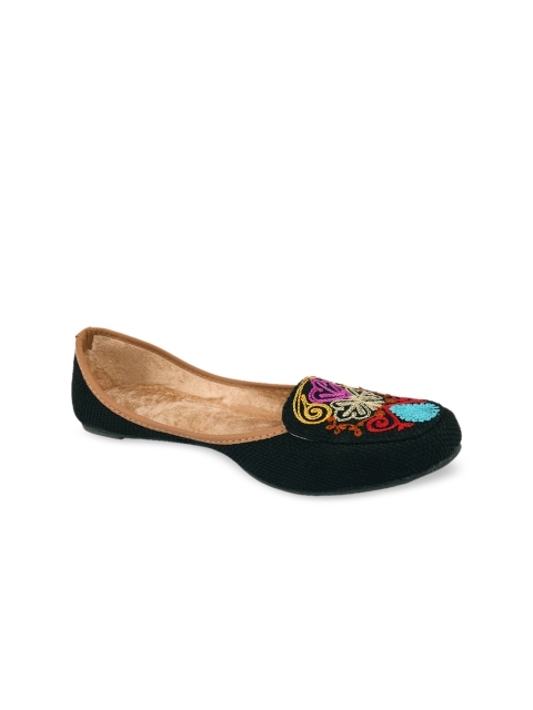 

DESI COLOUR Women Black Embroidered Ballerinas