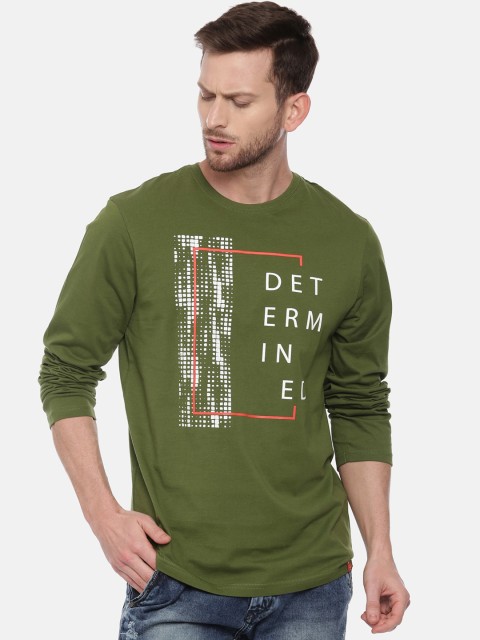

3PIN Men Green Printed Round Neck Pure Cotton T-shirt