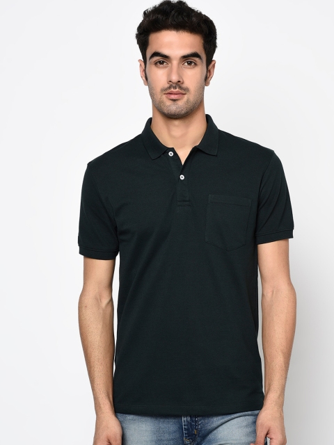 

Octave Men Green Solid Polo Collar Cotton T-shirt