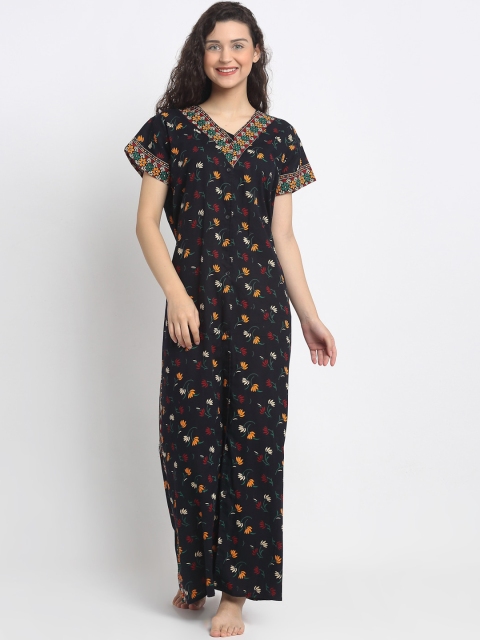 

Secret Wish Black & Green Printed Nightdress