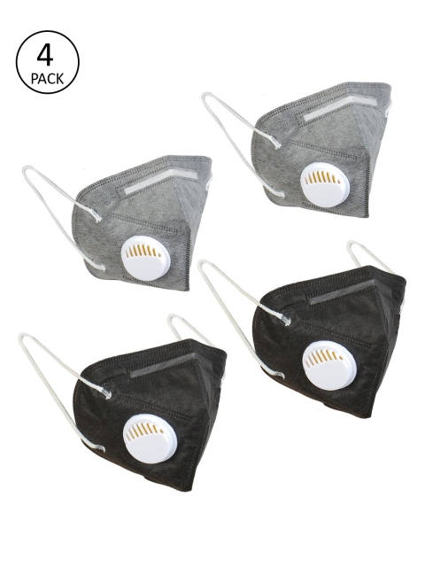 

OOMPH Unisex Pack Of 4 5-Ply Reusable Anti-Pollution KN95 Masks, Grey