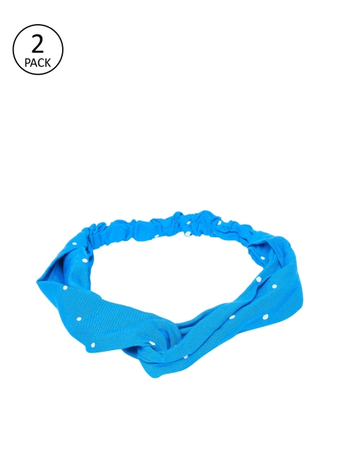 

Clovia Women Set Of 2 Printed Knotted Headbands, Blue