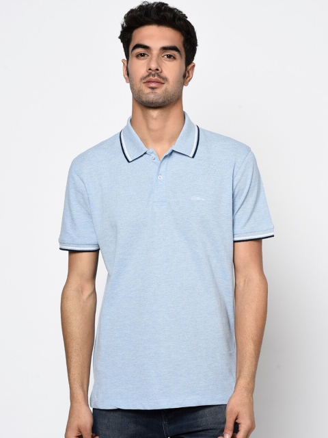 

Octave Men Blue Solid Polo Collar T-shirt