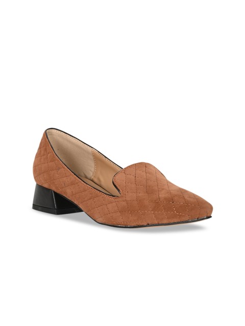 

GIRL EXCUSE Women Tan & Black Textured Block Heels
