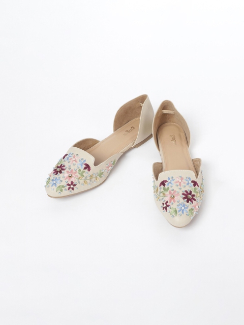 

Ginger by Lifestyle Women Beige Embellished PU Mojaris