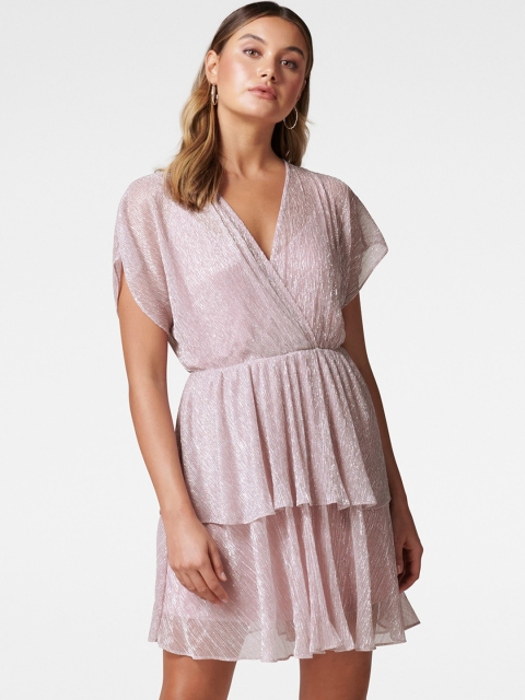 

Forever New Women Pink Self Design Fit and Flare Dress