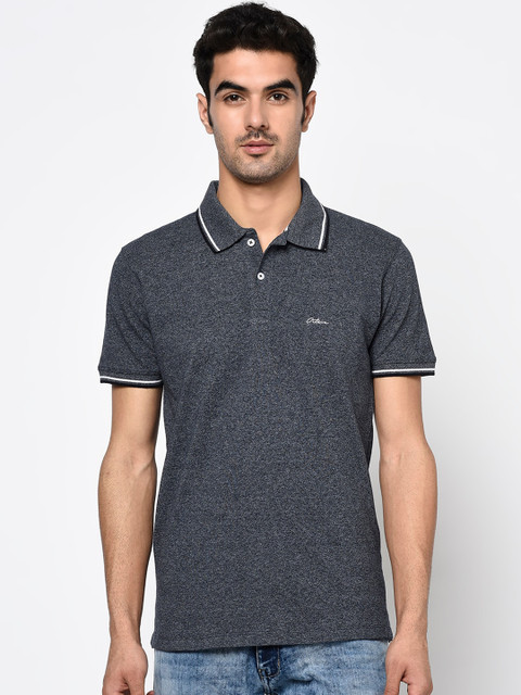 

Octave Men Grey Solid Polo Collar Cotton T-shirt