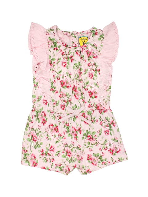 

Lil Lollipop Girls Pink & Green Floral Printed Playsuit