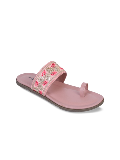

Shezone Women Peach-Coloured Embellished One Toe Flats