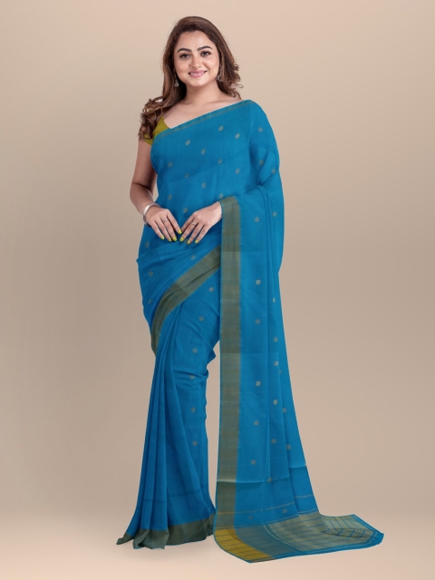 

APCO Blue Pure Cotton Solid Venkatgiri Saree