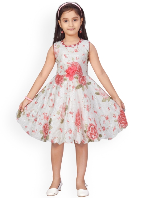 

Aarika Girls White Printed Fit and Flare Dress