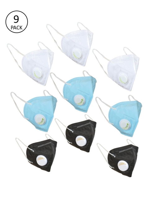 

OOMPH Unisex Pack Of 9 5-Ply Reusable Anti-Pollution KN95 Face Masks, White