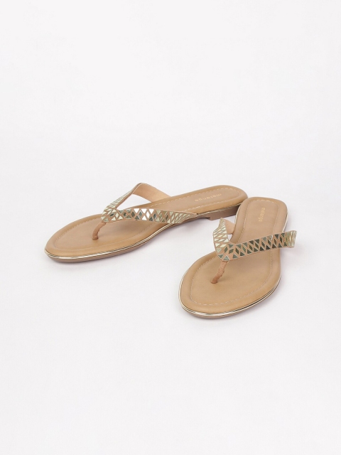 

Melange by Lifestyle Women Beige Embellished PU Open Toe Flats