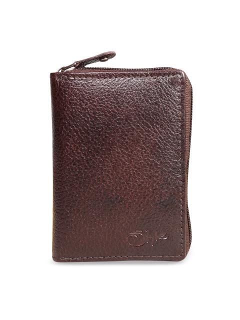 

Style SHOES Unisex Brown Textured Card Holder