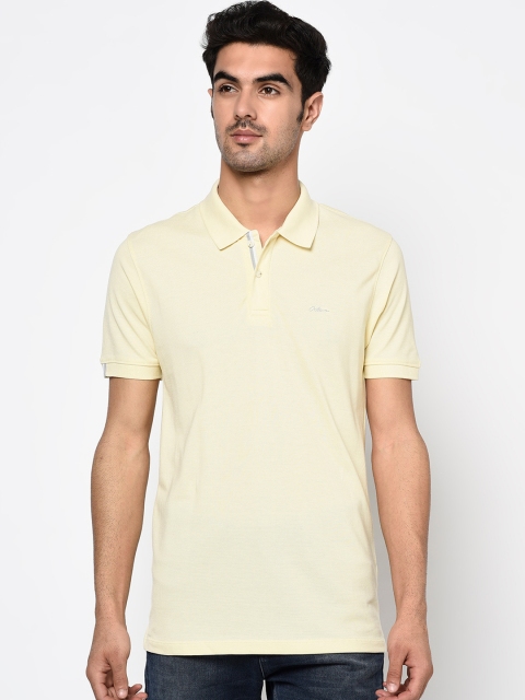 

Octave Men Yellow Solid Polo Collar Cotton T-shirt
