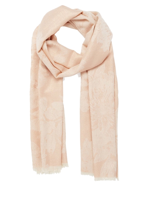 

Forever New Women Peach-Coloured & White Self Design Scarf