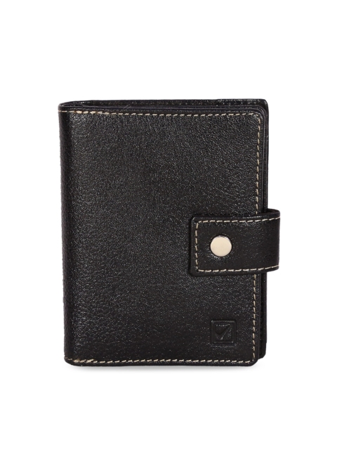 

Style SHOES Women Black Textured Leather Two Fold Wallet