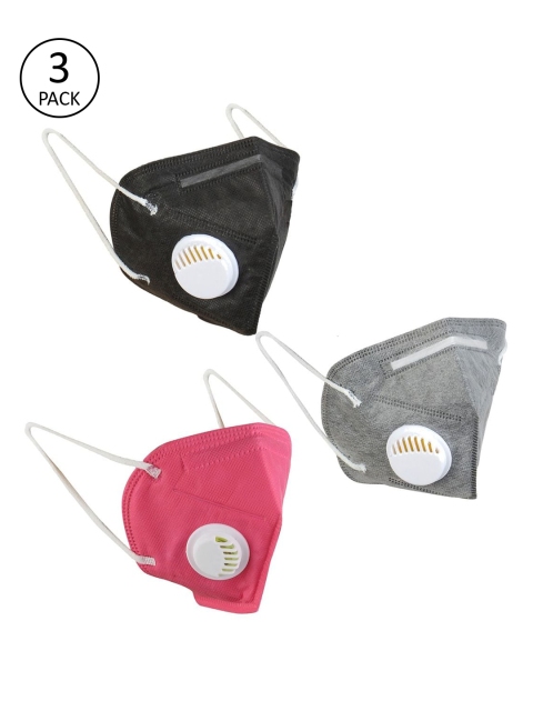 

OOMPH Unisex Pack Of 3 5-Ply Reusable Anti-Pollution KN95 Masks, Grey