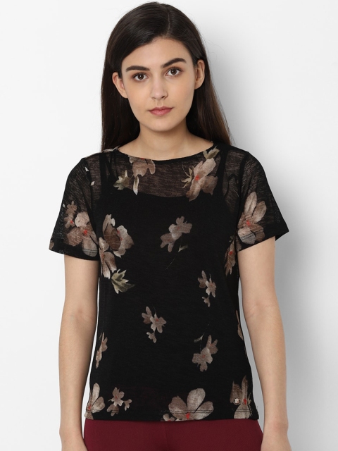 

Allen Solly Woman Black Floral Printed Regular Top