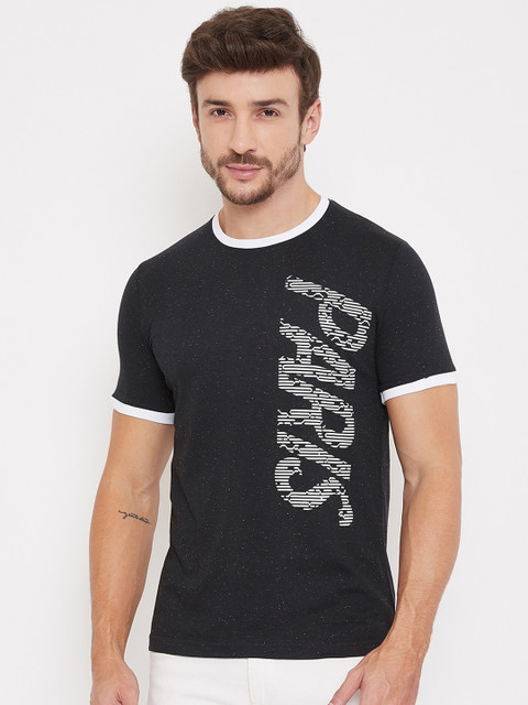 

Bishop Cotton Men Black Printed Round Neck T-shirt