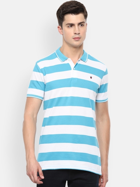 

Louis Philippe Sport Men White Striped Polo Collar Cotton T-shirt