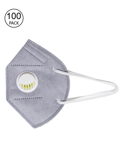 

OOMPH Unisex Pack Of 100 Grey 5-Ply Reusable Anti-Pollution KN95 Masks