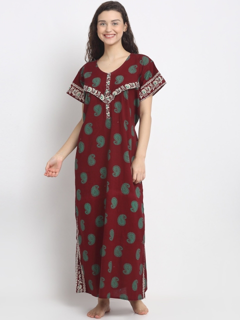 

Secret Wish Women Maroon Printed Nighty