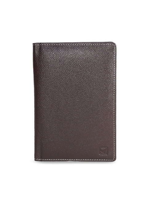 

Style SHOES Unisex Brown Textured Genuine Leather Passport Holder