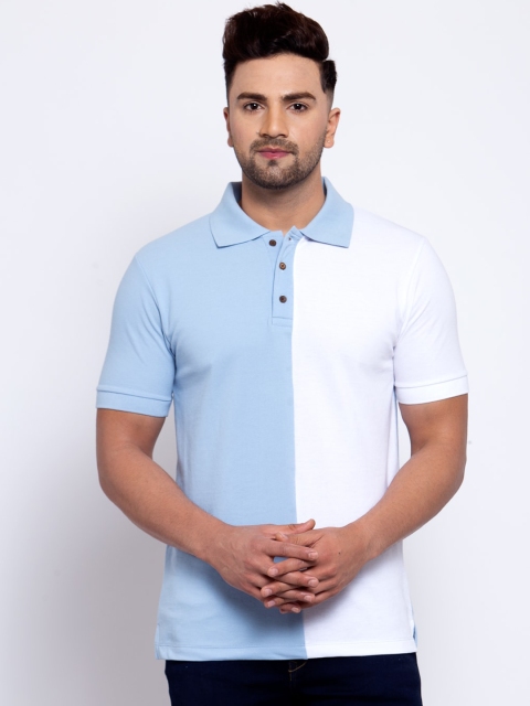 

Kalt Men Blue Colourblocked Polo Collar T-shirt