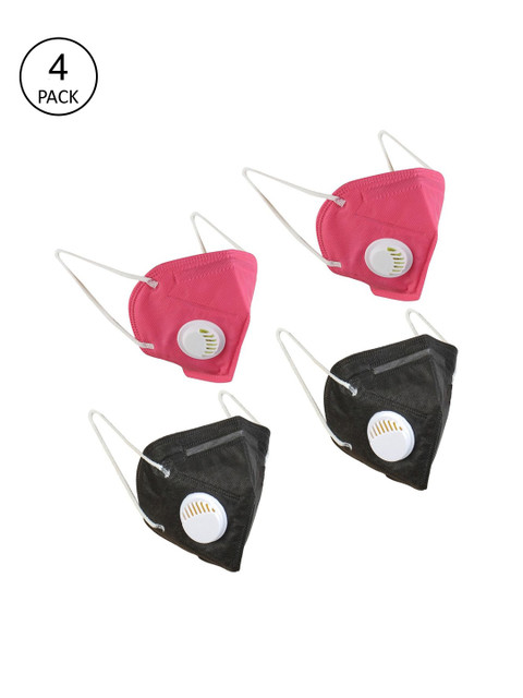 

OOMPH Unisex Pack of 4 Solid 5-Ply K95 Protective Masks, Pink