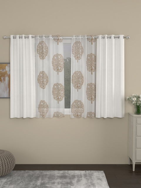 

ROSARA HOME White & Beige Set of 4 Window Curtains