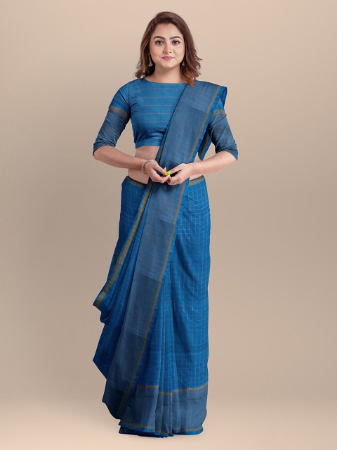 

APCO Blue Pure Cotton Checked Venkatgiri Saree