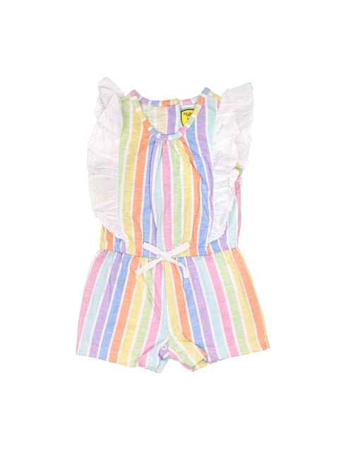 

Lil Lollipop Girls White & Green Striped Playsuit